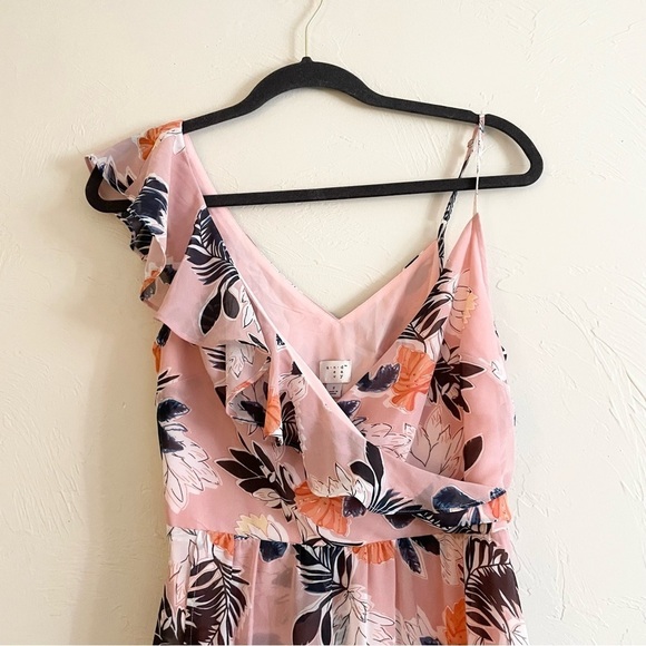 A NEW DAY Pink Tropical Floral Tank Asymmetrical Hem Summer Dress Women's Small - Picture 3 of 9